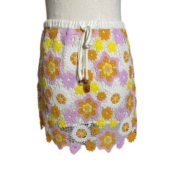 Zara • Retro Floral Crochet Mini Skirt S ASO Enid Sinclair Wednesday - Picture 7 of 7
